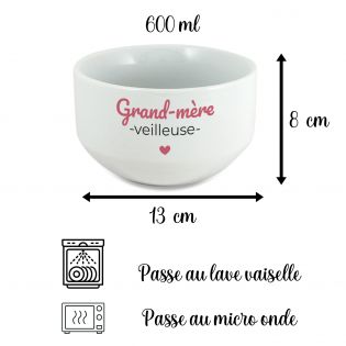 Bol petit déjeuner personnalisable Grand-mère-veilleuse · Idée cadeau personnalisé pour mamie 