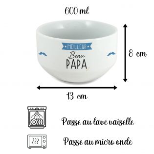 Personalized bowl First name for breakfast model Meilleur Beau Papa - Grandpa gift idea