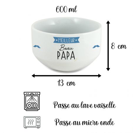 Bol personalisé Prénom pour petit déjeuner modèle Meilleur Beau Papa - Idée cadeau beau papa 