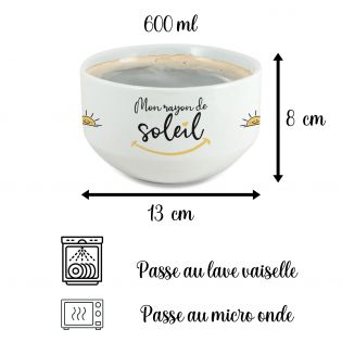 Bol personalisé petit déjeuner ou soupe modèle Mon Rayon de Soleil - Idée cadeau pour son/sa chéri(e)