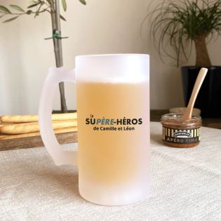 Chope à bière en verre givré 50 cl personnalisée · Supère-Héros