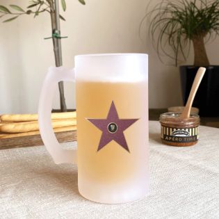 Personalized 50 cl frosted glass beer mug - Hollywood