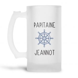 Personalized 50 cl frosted glass beer mug · Papitaine with grandchildren's first names