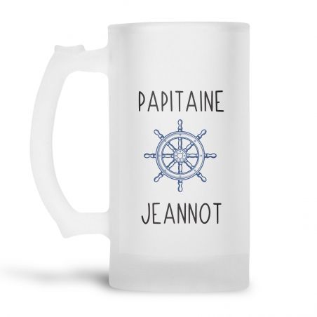 Personalized 50 cl frosted glass beer mug · Papitaine with grandchildren's first names