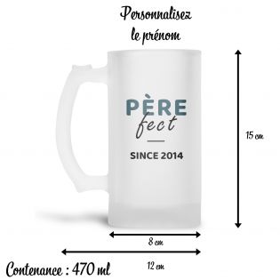 Personalized 50 cl frosted glass beer mug Father-fect