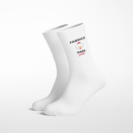 Paire de Chaussettes personnalisées Texte · Papa Poule · Cadeau anniversaire papa ou fête des pères