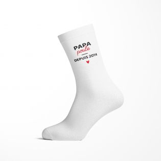 Paire de Chaussettes personnalisées Texte · Papa Poule avec date · Cadeau anniversaire papa ou fête des pères