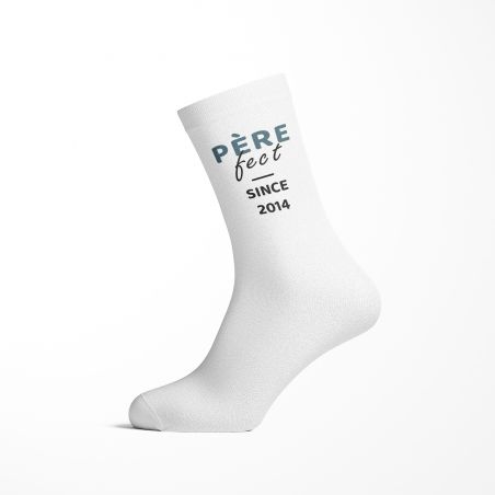 Paire de Chaussettes personnalisées Texte · Père-fect · Cadeau anniversaire papa ou fête des pères