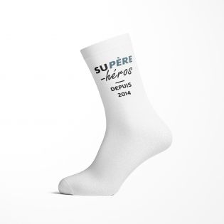 Paire de Chaussettes personnalisées Texte · Supère-Héros · Cadeau anniversaire papa ou fête des pères