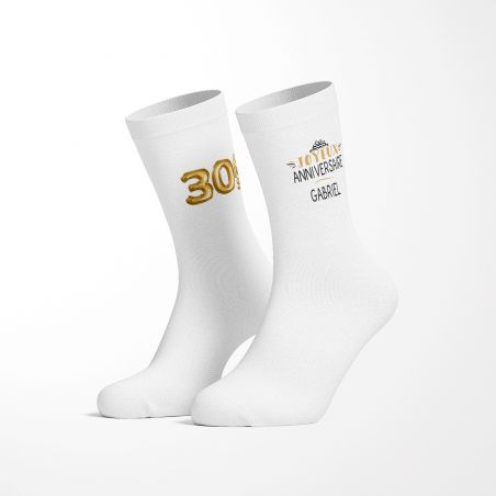 Paire de Chaussettes personnalisées avec Prénom · Ballons Dorés Anniversaire 30 ans