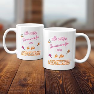 Mug humour "Le matin je suis une fée, la fée pachier" - 33 cl, céramique - Imprimé en France