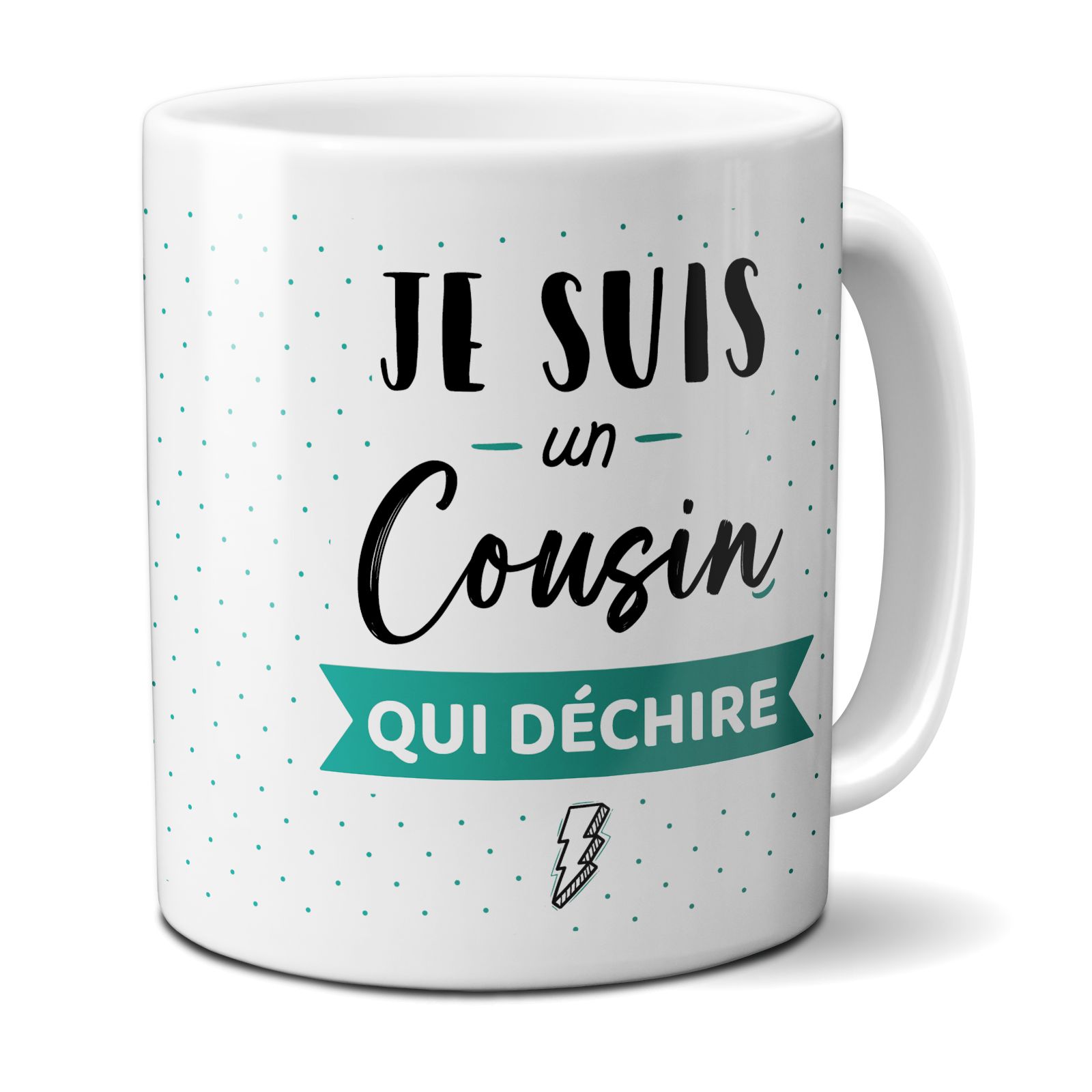 Mug Cousin qui Déchire - Tasse cadeau Anniversaire ou Noël - 33 cL, Céramique - Imprimé en France