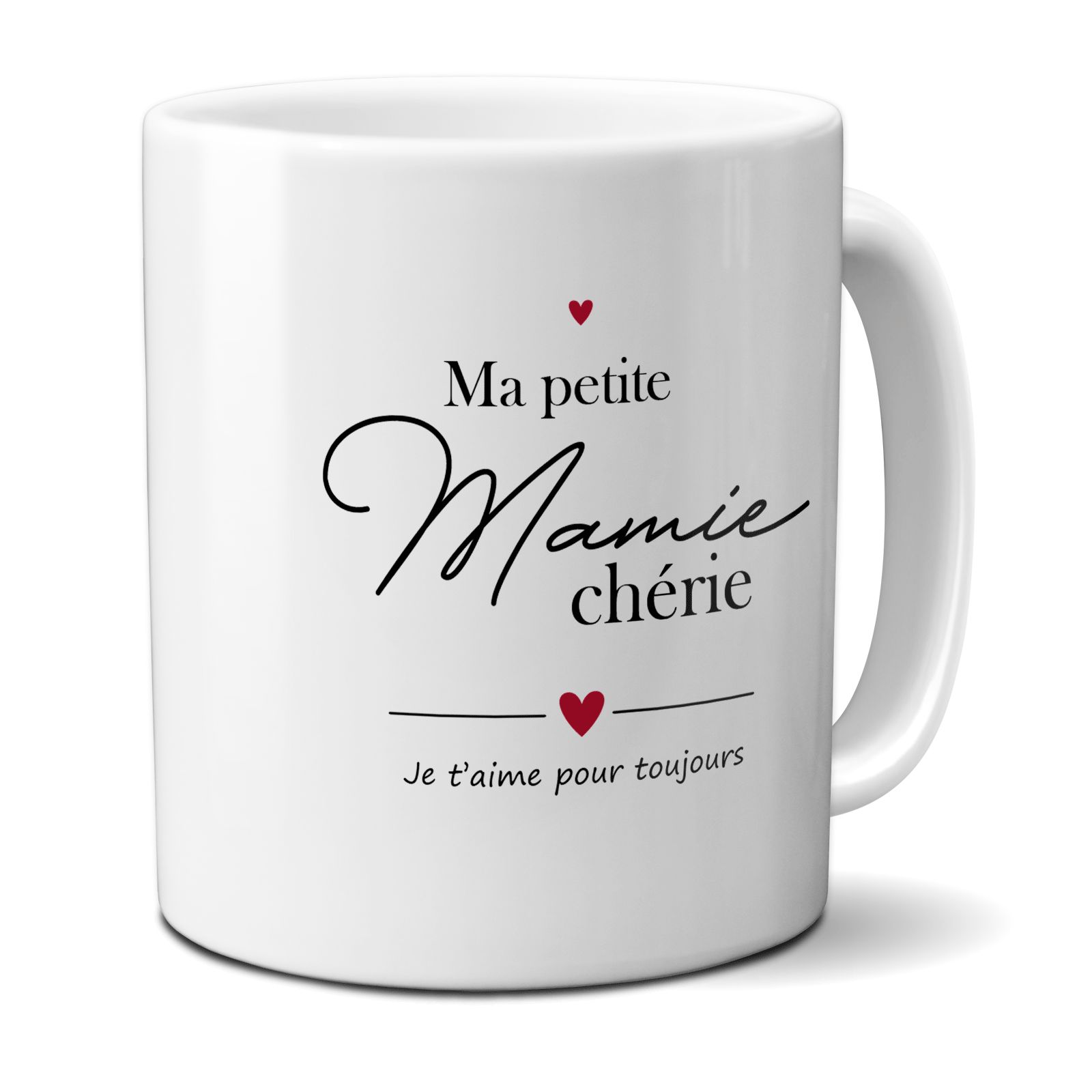 Mug Ma Petite Mamie Chérie - Cadeau fête des grands-mères, Anniversaire Mamie - 33 cL, Céramique - Imprimé en France