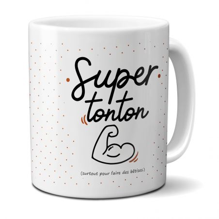 Mug à café Super Tonton - Cadeau pour Anniversaire de son oncle ou Noël - Mug cadeau rigolo Tonton - 33 cL, Céramique