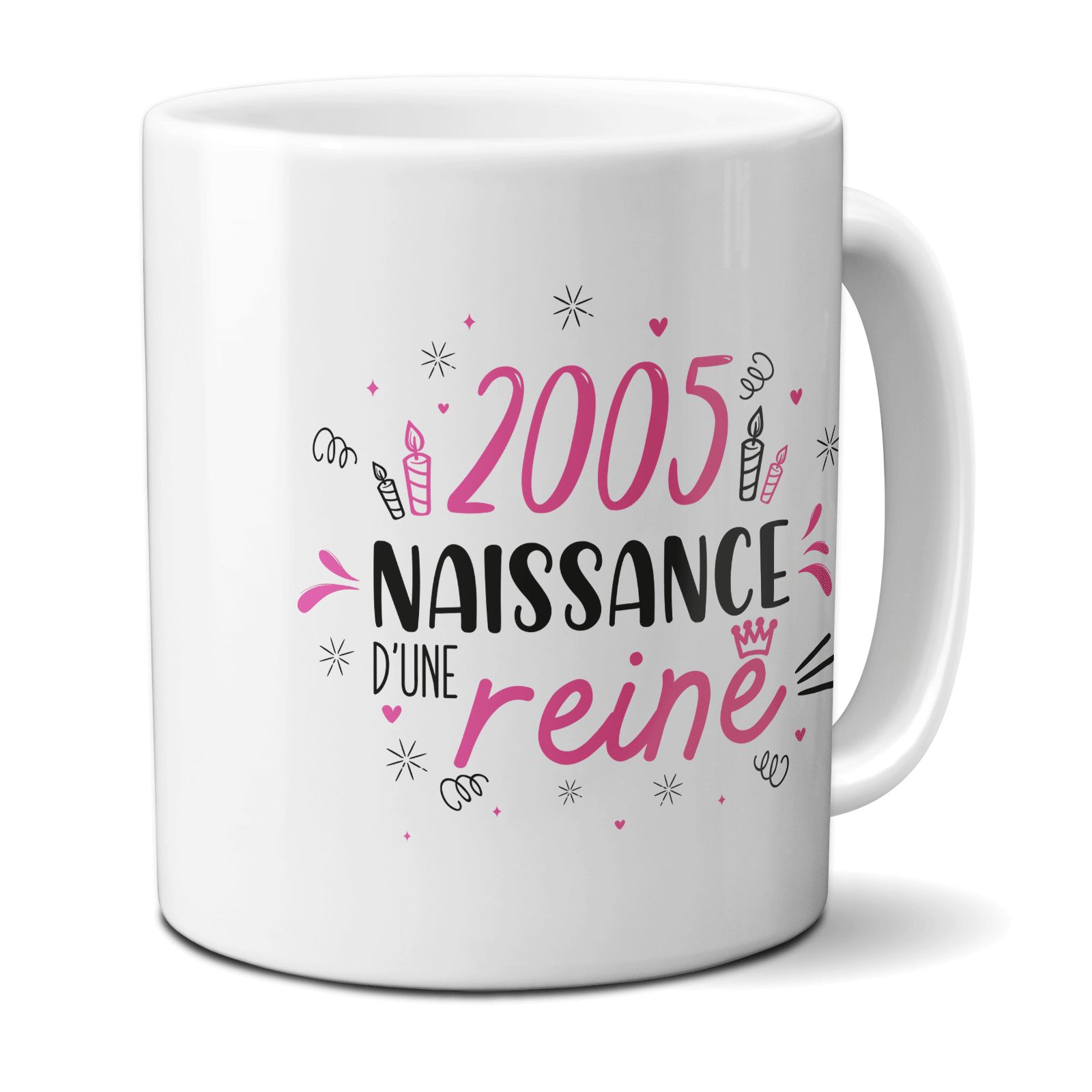 Mug anniversaire 2005 - Naissance d'une Reine - 33 cl, céramique - Imprimé en France