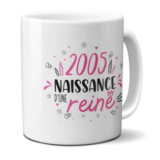 Mug anniversaire 2005 - Naissance d'une Reine - 33 cl, céramique - Imprimé en France