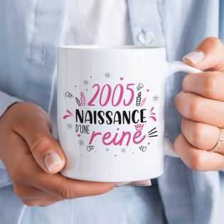 Mug anniversaire 2005 - Naissance d'une Reine - 33 cl, céramique - Imprimé en France