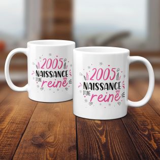 Mug anniversaire 2005 - Naissance d'une Reine - 33 cl, céramique - Imprimé en France