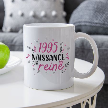 Mug anniversaire 1995 - Naissance d'une Reine - 33 cl, céramique - Imprimé en France