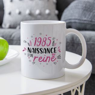 Mug anniversaire 1985 - Naissance d'une Reine - 33 cl, céramique - Imprimé en France