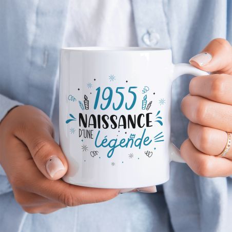 Mug anniversaire 1955 - Naissance d'une légende - 33 cl, céramique - Imprimé en France