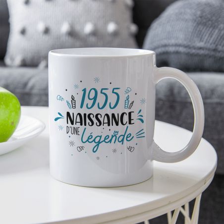 Mug anniversaire 1955 - Naissance d'une légende - 33 cl, céramique - Imprimé en France