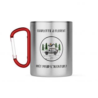 Double-walled stainless steel hiking mug with customizable carabiner · 20 cL