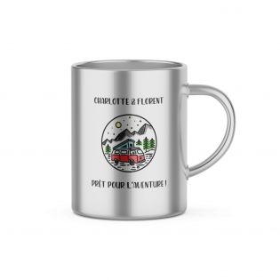 Stainless steel mug ideal for camping with customizable travel design · 20 cL