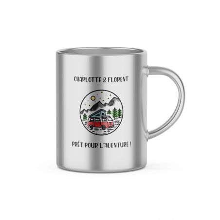 Stainless steel mug ideal for camping with customizable travel design · 20 cL