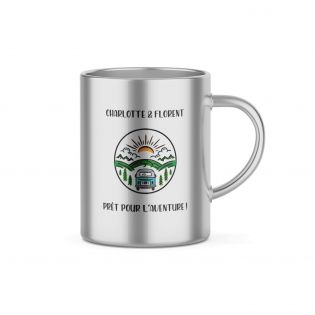 Stainless steel mug ideal for camping with customizable travel design · 20 cL