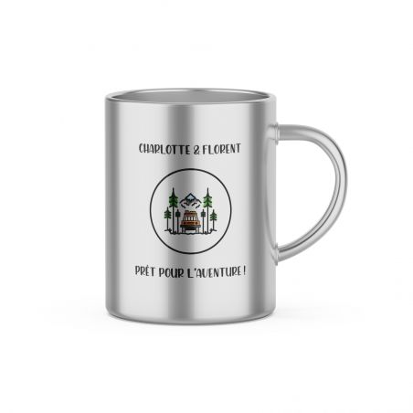 Stainless steel mug ideal for camping with customizable travel design · 20 cL