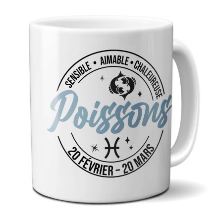 Mug signe astrologique Poisson - 33 cl, céramique - Imprimé en France