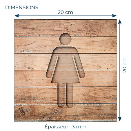 Panneau pictogramme de signalisation · Toilettes Femmes| Texture Bois