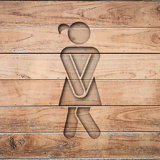 Panneau pictogramme de signalisation · Toilettes Femmes Humoristique| Texture Bois