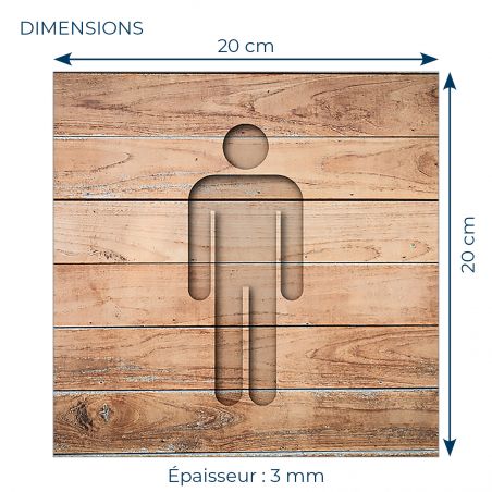 Panneau pictogramme de signalisation · Toilettes Hommes | Texture Bois