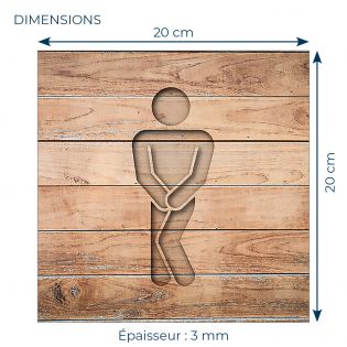 Panneau pictogramme de signalisation · Toilettes Hommes Humoristique| Texture Bois