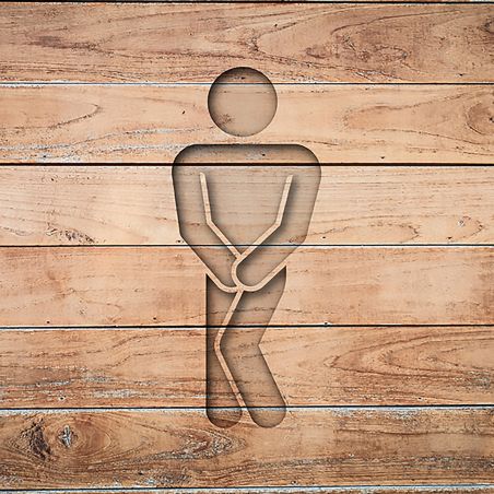 Panneau pictogramme de signalisation · Toilettes Hommes Humoristique| Texture Bois