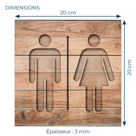 Panneau pictogramme de signalisation · Toilettes Mixtes | Texture Bois