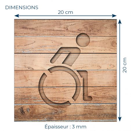 Panneau pictogramme de signalisation Humoristique · Toilettes PMR | Texture Bois