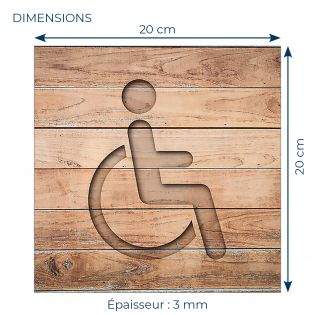 Panneau pictogramme de signalisation · Toilettes PMR | Texture Bois