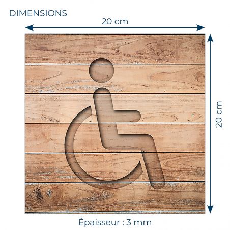 Panneau pictogramme de signalisation · Toilettes PMR | Texture Bois