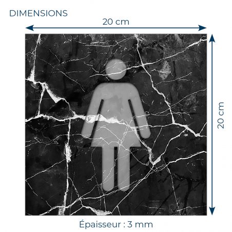 Panneau pictogramme de signalisation · Toilettes Femmes | Texture Marbre Noir