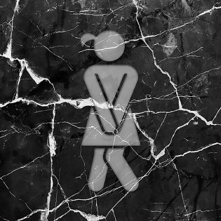 Panneau pictogramme de signalisation · Toilettes Femmes Humoristique | Texture Marbre Noir