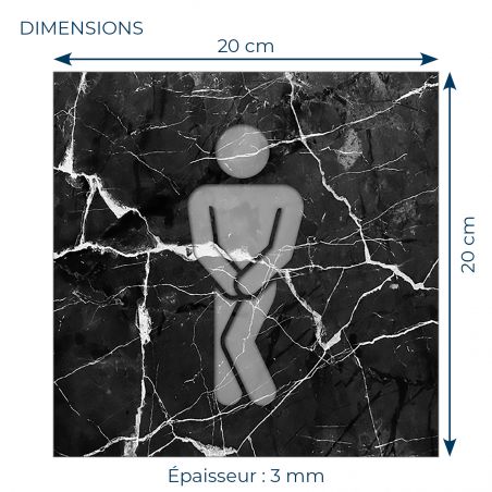 Panneau pictogramme de signalisation · Toilettes HommesHumoristique | Texture Marbre Noir