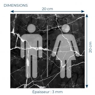 Panneau pictogramme de signalisation · Toilettes Mixtes | Texture Marbre Noir