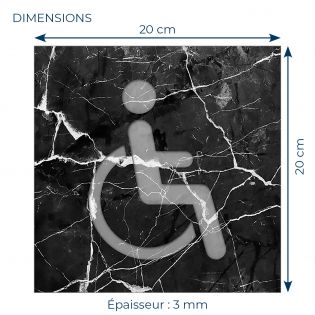 Panneau pictogramme de signalisation · Toilettes PMR | Texture Marbre Noir