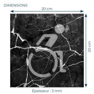Panneau pictogramme de signalisation Humoristique · Toilettes PMR | Texture Marbre Noir