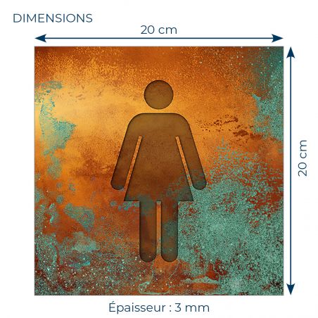 Panneau pictogramme de signalisation · Toilettes Femmes| Texture Cuivre