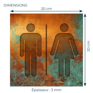 Panneau pictogramme de signalisation · Toilettes Mixtes | Texture Cuivre