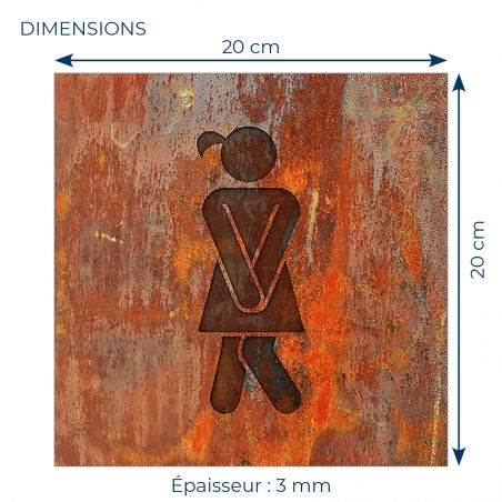 Panneau pictogramme de signalisation · Toilettes Femmes Humoristique | Texture Rouille